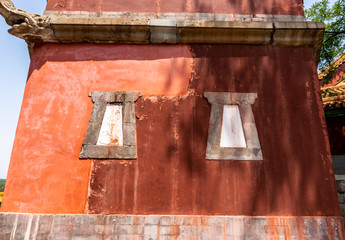 View of an old traditional building in Four Great Regions Temple, Tibetan Style Temple, which is the largest in Beijing Summer Palace. at The Summer Palace in Beijing, China.