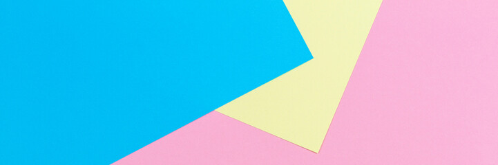 Obraz na płótnie Canvas Abstract geometric shape pastel pink, yellow and light blue color paper background