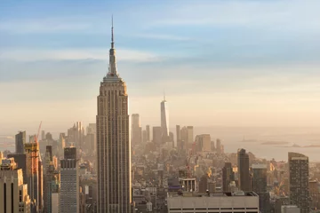 Deken met patroon Empire State Building Top view of Manhattan Island and Empire State buildings. Day of sun with clouds. New York.