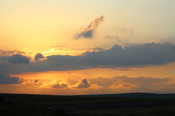 Fototapeta na wymiar Sunset Sky Sun Cloud Landscape