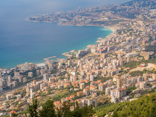 Fototapeta na wymiar Aerial view of Harissa, Lebanon