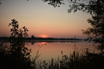 sunset over lake