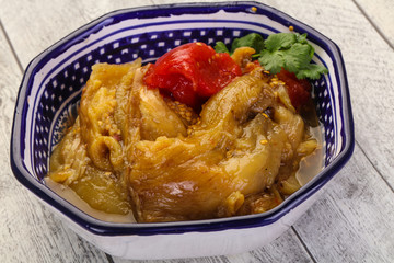 Caucasian cuisine - baked eggplant and tomato