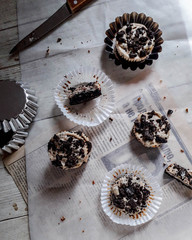 Oreo Cheesecakes on White Background
