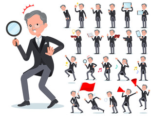 flat type morning coat old men_Action