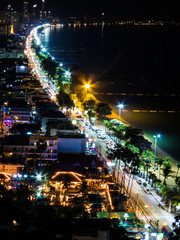 Aerial view of Pattaya City by night, Thailand