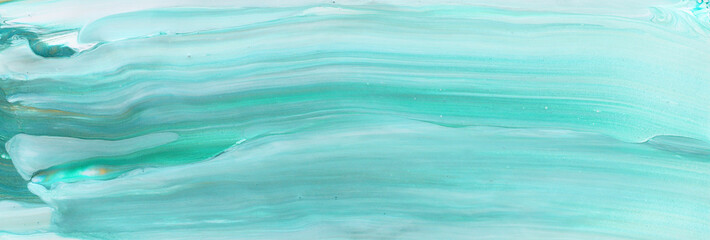 photography of abstract marbleized effect background. Blue, mint and white creative colors. Beautiful paint. banner