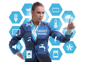 Smart home concept with woman 