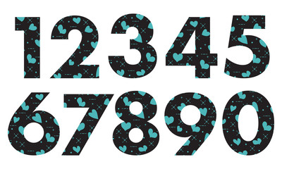 Arabic numerals with hearts.