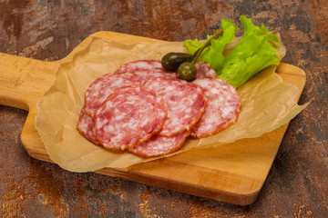 Spanish Salchichon sausage with salad