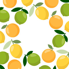 Fototapeta na wymiar Bright vector border, frame. Lemon vector illustration template.