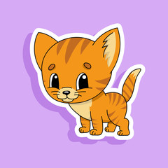 Striped cat. Cute character. Colorful vector illustration. Cartoon style. Isolated on white background. Design element. Template for your design, books, stickers, cards, posters, clothes.