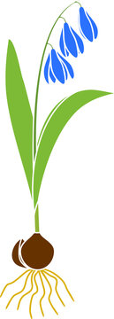 blue flower plant with green leaves clip art preview