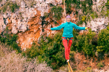 Highline in the mountains.