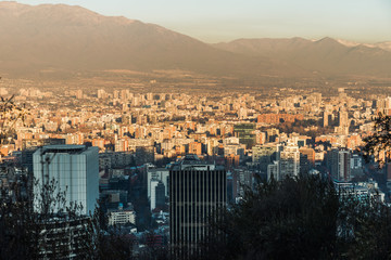 Santiago de Chile Skyscrapers at Sunset