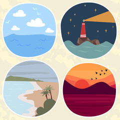Seamless pattern colorful of landscape view with four period times.