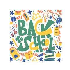 Back to school text for banner. Vector illustration.