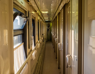 Interior of the Trans-Siberian Express train, connecting St. Petersburg to the Russian Far East, ending in Vladivostok