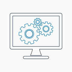 Computer Service Icon. Line style vector EPS.