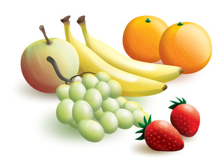 Fototapeta na wymiar Fruits isolated on white background