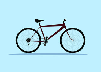 Vector illustration bicycle on blue background. Red sports bike.