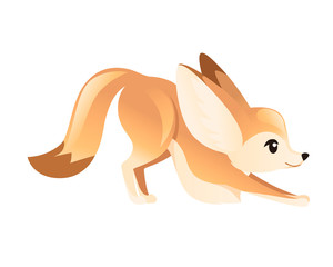 Cute fennec fox flat vector illustration cartoon animal design white background side view