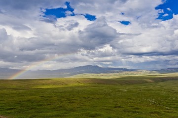 Fototapeta premium Rainbow over the arctic tundra