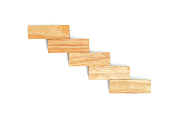 Wood blocks stacking as step stair, Business concept for growth unsuccess process.