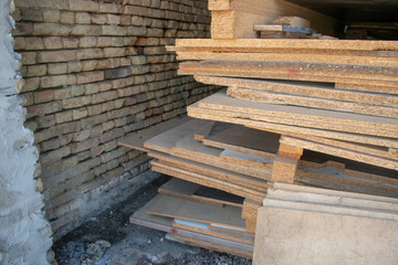 Taking photographs of wood plywood, used for making pellets