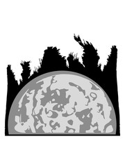 urlaub strand palmen ferien aufgehender halbmond untergang mond planet zwergplanet trabant nacht leuchten krater rund kreis welt himmel scheinen clipart design © Style-o-Mat-Design