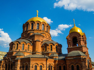View of the Alexander Nevsky Cathedral in Novosibirsk, Siberia, Russia
