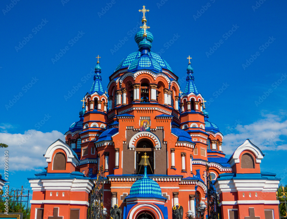 Poster church of our lady of kazan in irkutsk, siberia, russia