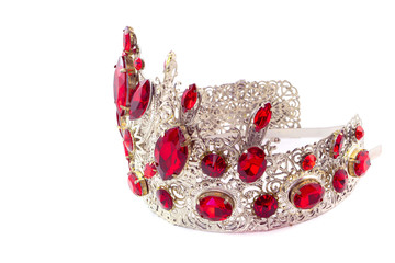 Crown on a white background, handmade, custom-made, individually, jewelry for princesses. Side view...