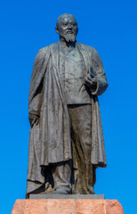 Monument to Abai Qunanbaiuly (also spelled Abay Kunanbayev) in Almaty, Kazakhstan 
