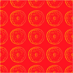 Oranges seamless pattern. Vector illustration.