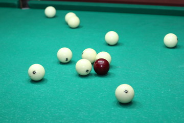 billiard balls on table