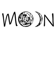 text logo moon mond phasen halbmond vollmond sichelmond planet zwergplanet trabant nacht leuchten krater rund kreis weltall welt himmel scheinen clipart design © Style-o-Mat-Design