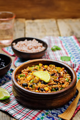 Black beans pepper cilantro zucchini  lime brown rice