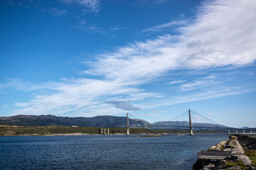 Helgelandsbrua Bridge agross the Leirfjorden near Sandnessjøen