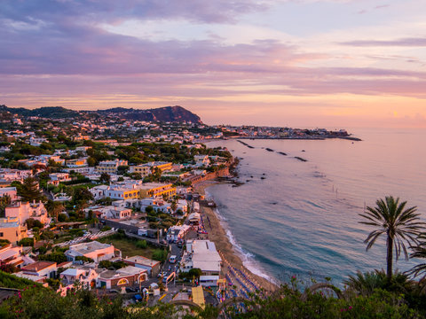 Sunset over Forio, Ischia Island, Italy