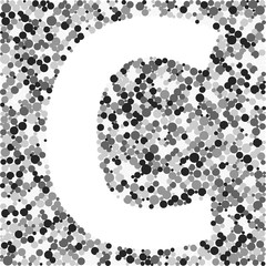 C letter color distributed circles dots illustration