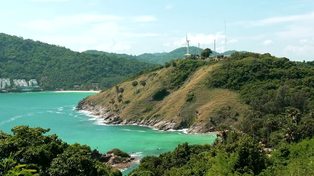 Big waves on the Nai Harn beach in Phuket Thailand