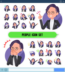 flat type tail coat Glasses men_icon
