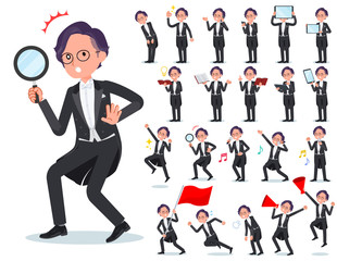 flat type tail coat Glasses men_Action