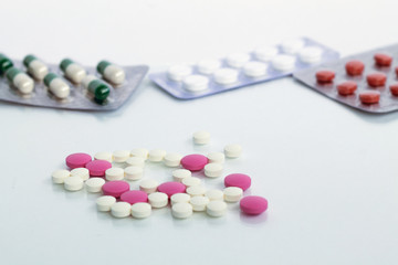 pills on white background