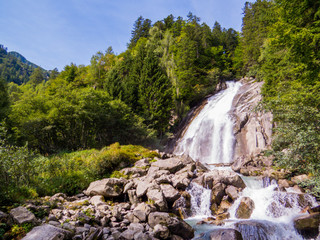 Fototapeta na wymiar Amola Waterfalls (Italian: Cascate d'Amola), Val Nambrone, Trentino-Alto Adige, Dolomites, north Italy