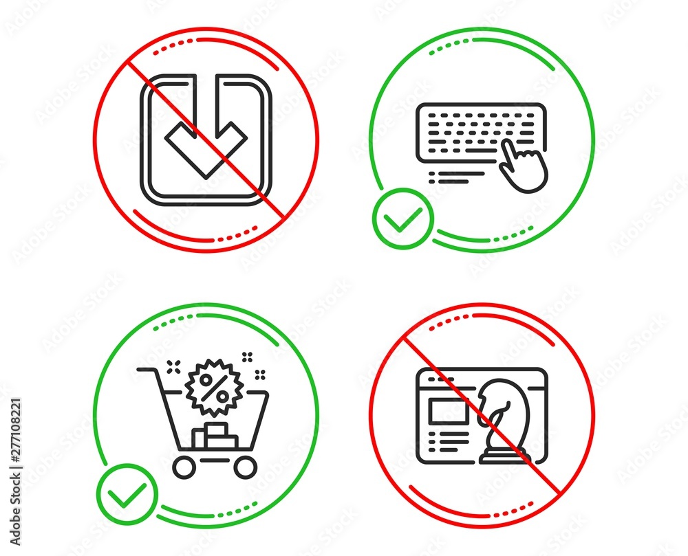 Aufkleber do or stop. shopping cart, computer keyboard and load document icons simple set. seo strategy sign. 