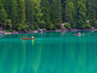 Fototapeta na wymiar Lake Braies (also known as Pragser Wildsee or Lake Prags), South Tyrol, Dolomites, north Italy