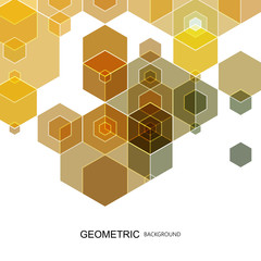  Geometric abstract background. Design colored shapes vector hexagons. Brochure template