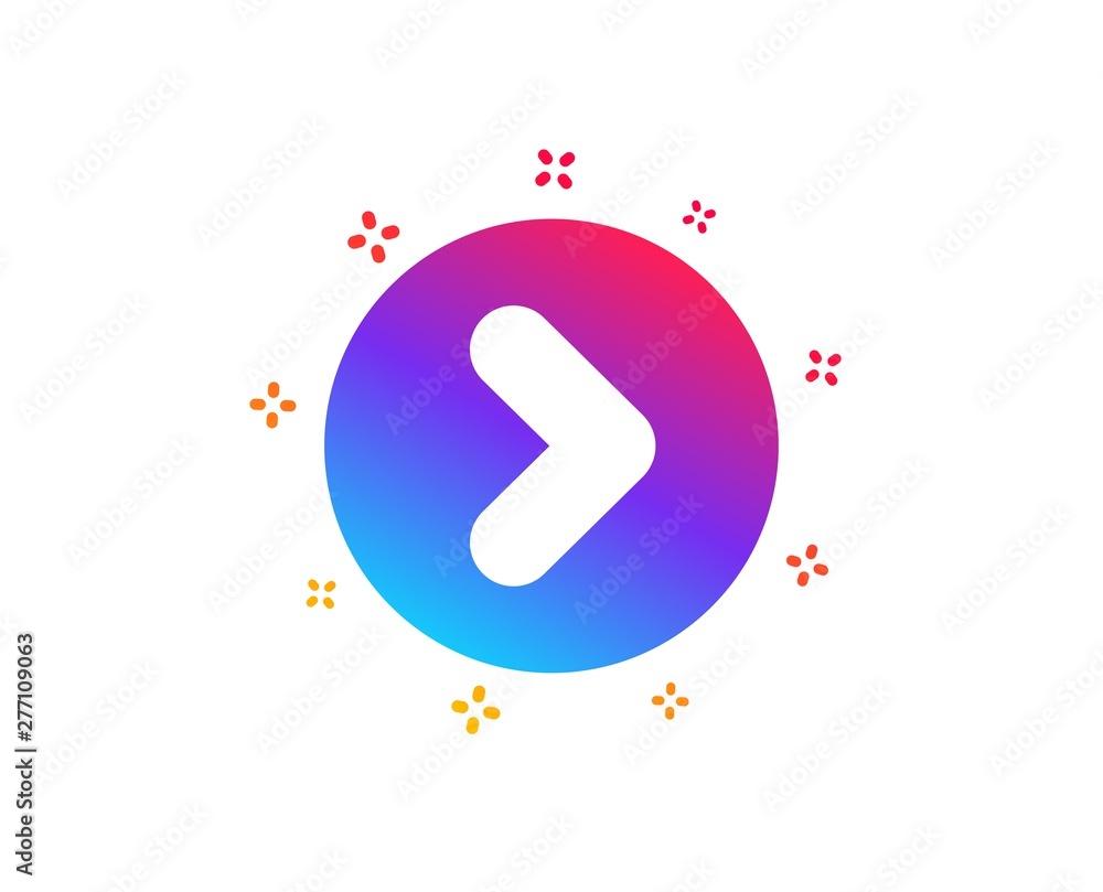Poster forward arrow icon. next arrowhead symbol. next navigation pointer sign. dynamic shapes. gradient de